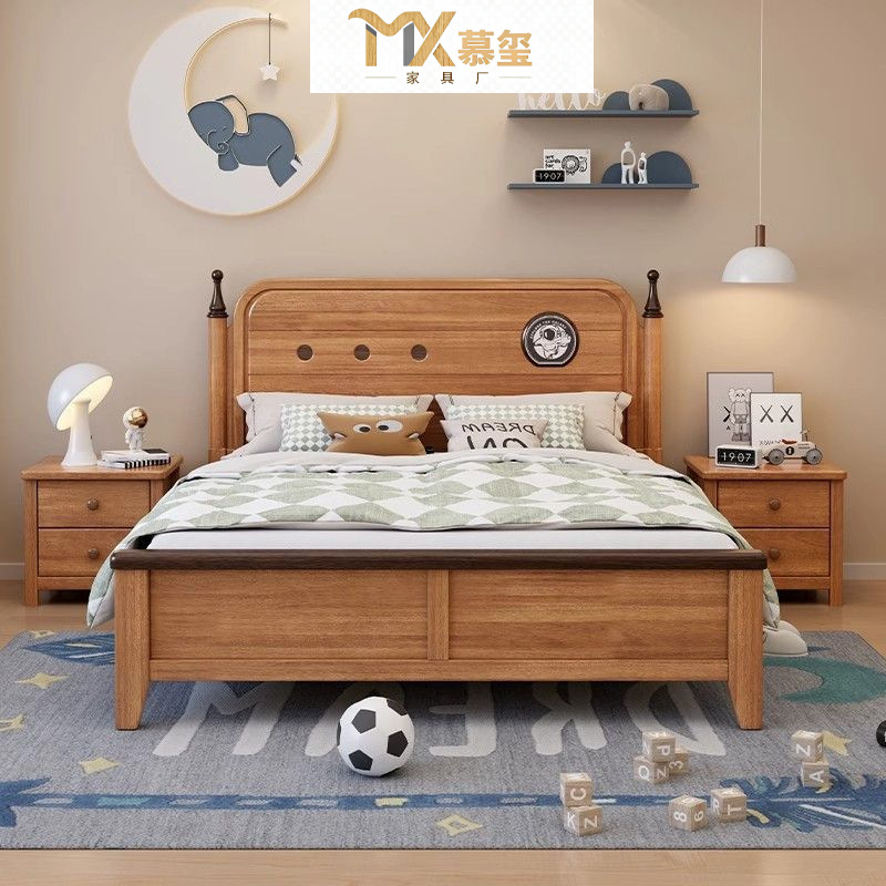 Children's Bed Girl All Solid Wood Teen Boy Small Apartment 1.5 Modern Simple 1.8m Bedroom