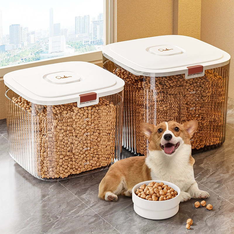 Dog Food Bucket Cat Food Storage Bucket Moisture-proof Sealed Tank Coarse Grain Storage Box Rice Bucket Pet Food Bucket Moisture-proof Cat Food Box