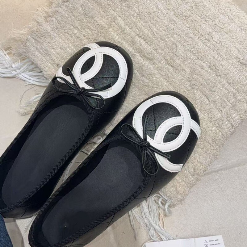 Leather flats 2026 spring/summer new Chanel-style round-toe height-increasing bow diamond-patterned flat shoes super soft ballet flats Leather flats 2026 spring/summer new Chanel-style round-toe height-increasing bow diamond-patterned flat shoes super soft ballet flats