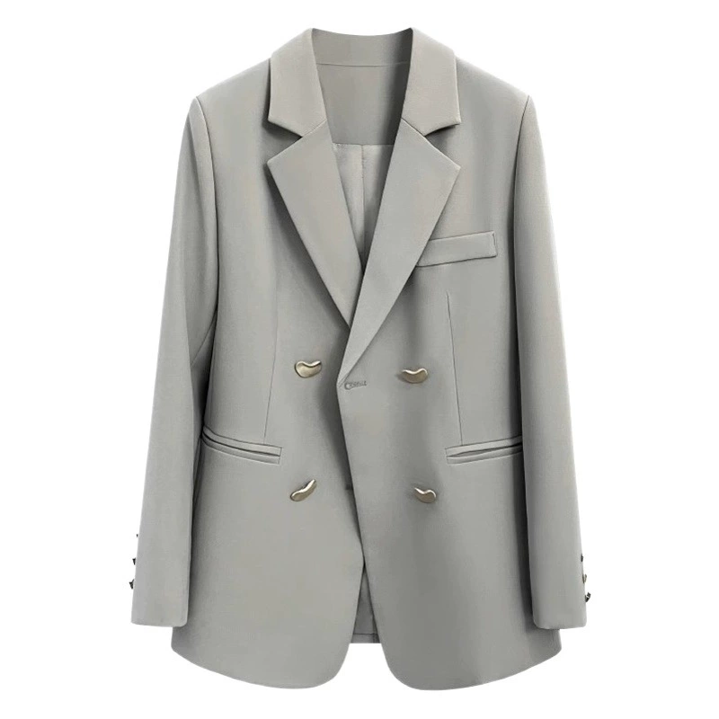 [Спотовая подвеска] Большой размер женский тонкий пиджак слегка толстый мм Hепберн стиль двубортный маленький костюм 8052