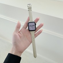 适用于iwatch8头层牛皮表带苹果手表带SE2345679代小蛮腰简约细女