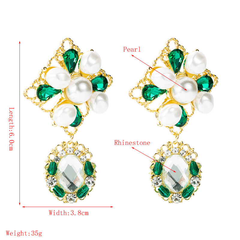 الجملة مجوهرات ريترو حجر الراين اللؤلؤ أقراط Nihaojewelry display picture 1