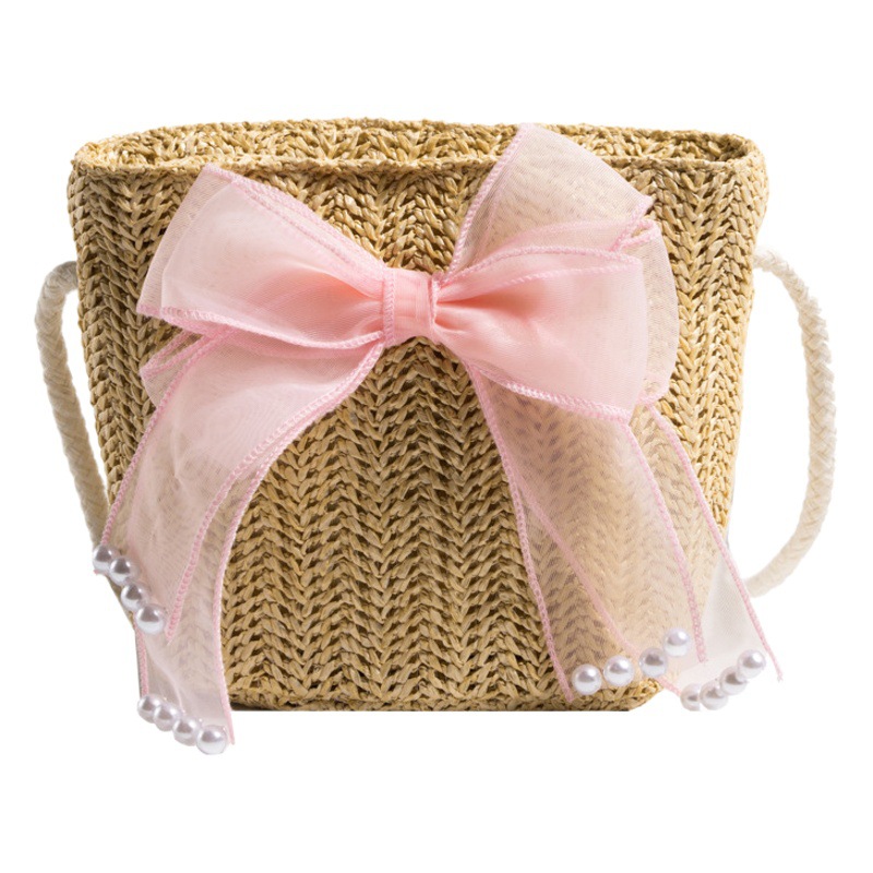 Bolsa pequeña para niños de estilo coreano verano niñas bolsa de paja moda bebé mini bolsa de mensajero para niñas bolsa de playa al aire libre