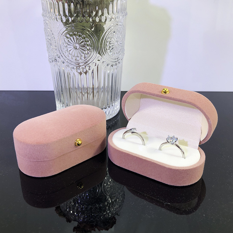 植毛ゴールドバックルフリップトップジュエリーボックスリングイヤリング収納ボックスペンダントネックレスジュエリーボックス翡翠ジュエリー包装箱|undefined