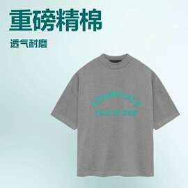 2024夏季ESSENTIALS复线植绒印花短袖男宽松圆领T恤青少年t恤男