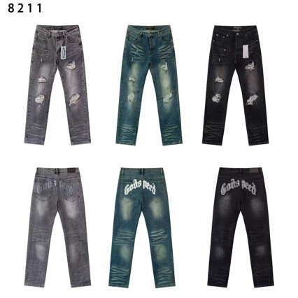 Cross-Border Foreign Trade Godspeed American Trendy High Street Rock Band Washed Retro Embroidered Men's Denim Flared Pants