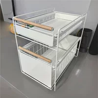 Yi Ju Ju Kitchen Pull-Out Basket Shelves – Multi-Function Cabinet Organizer, White/Black, Fixed & Double-Layer Options