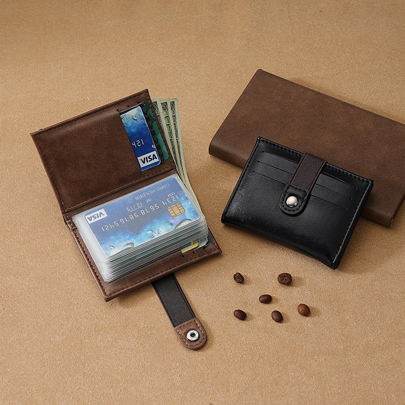 Cartera multicapa para niños, textura de cuero, tarjetero antirrobo de gran capacidad, bolso de identificación ultrafino, billetera, funda dos en uno