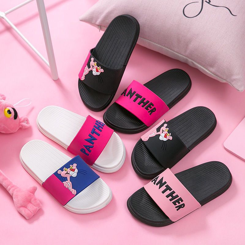 New Summer Pink Panther Slippers Women's Trendy AB Version Couple Sandals and Slippers Home Bathroom Non-Slip Outer Wear Slippers