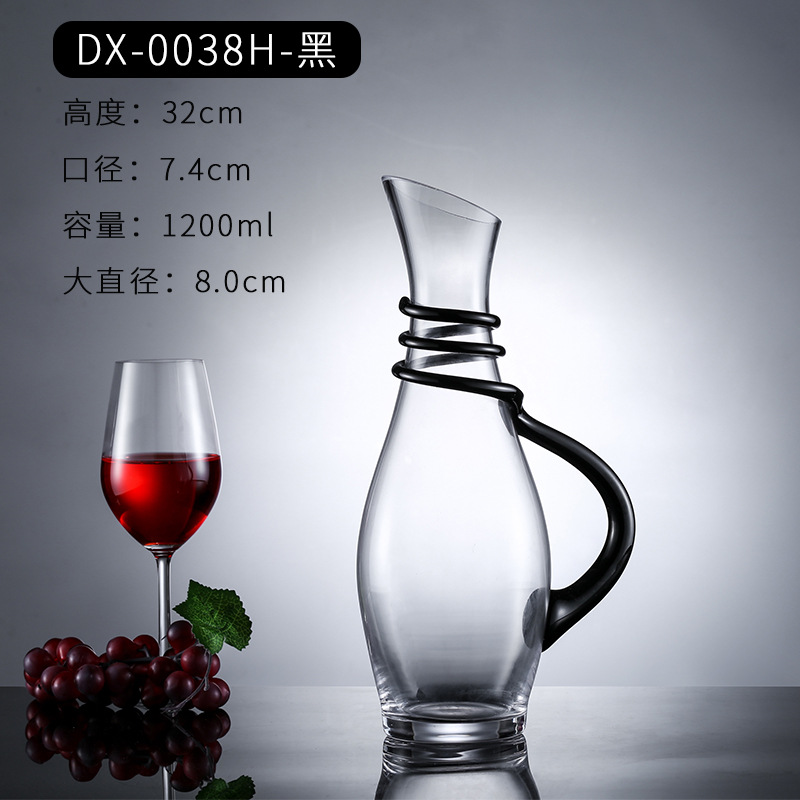 Decantador de cristal de vino pourer con mango hogar separador de vino rápido vino extranjero boca oblicua decantador olla