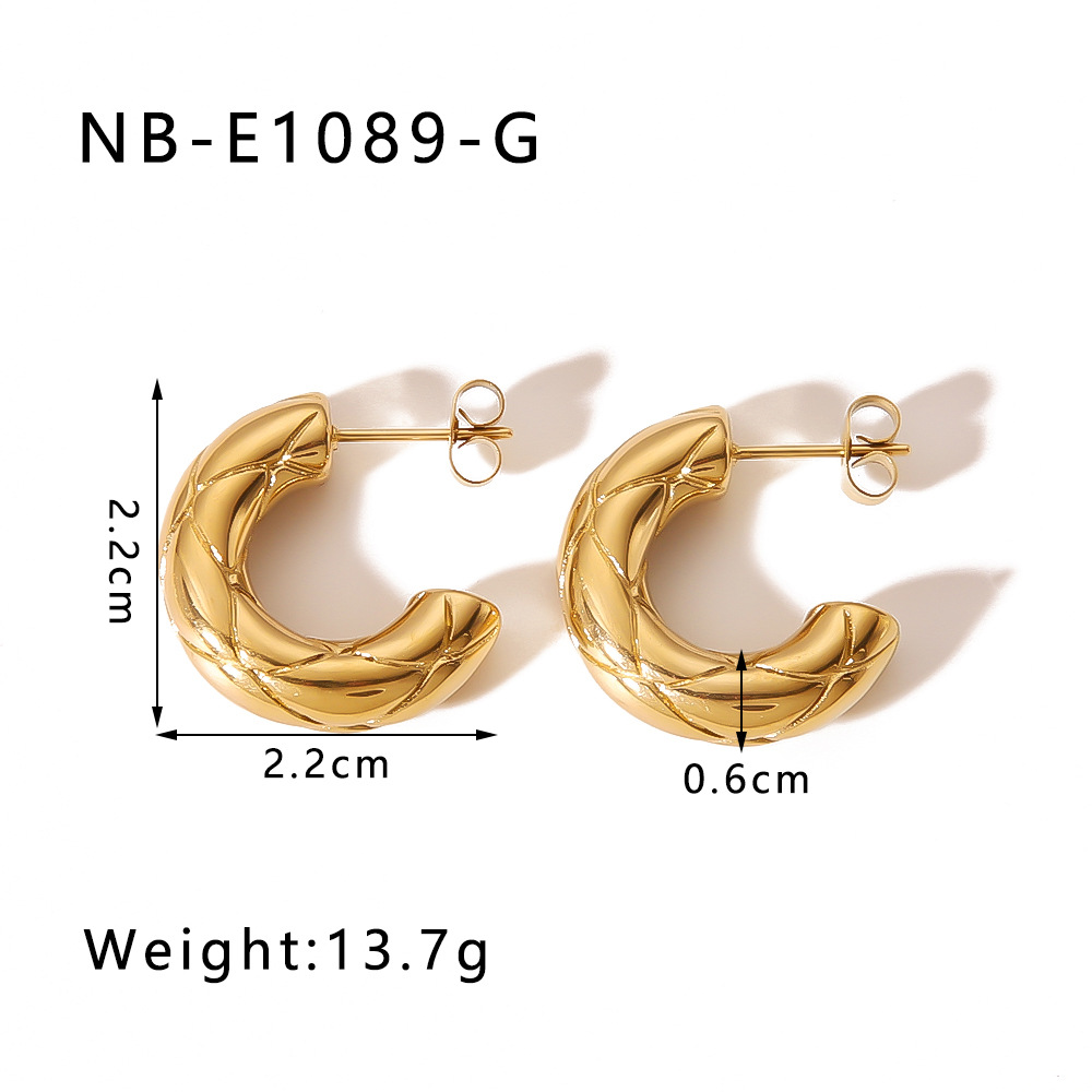 Holiday, Daily, Date Occasion 304 Stainless Steel Material PVD Coated 18K Gold Real Gold Plated C Shape Geometric Heart Shape 304 Stainless Steel IG Style Modern Style Waterproof Non Tarnish Ear Studs