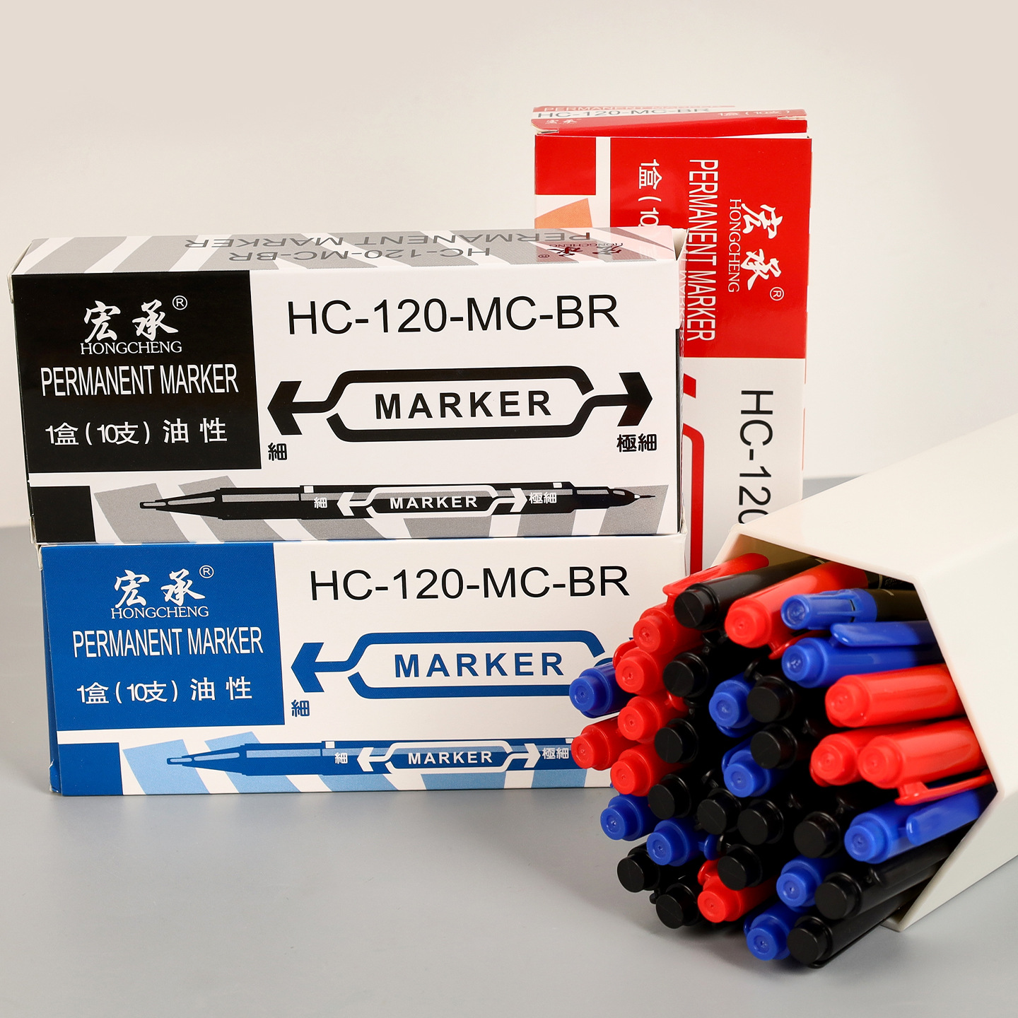 Papelería, marcador de doble cabeza pequeño aceitoso, bolígrafo de línea de dibujo para niños, marcador de secado rápido, venta directa de fábrica al por mayor