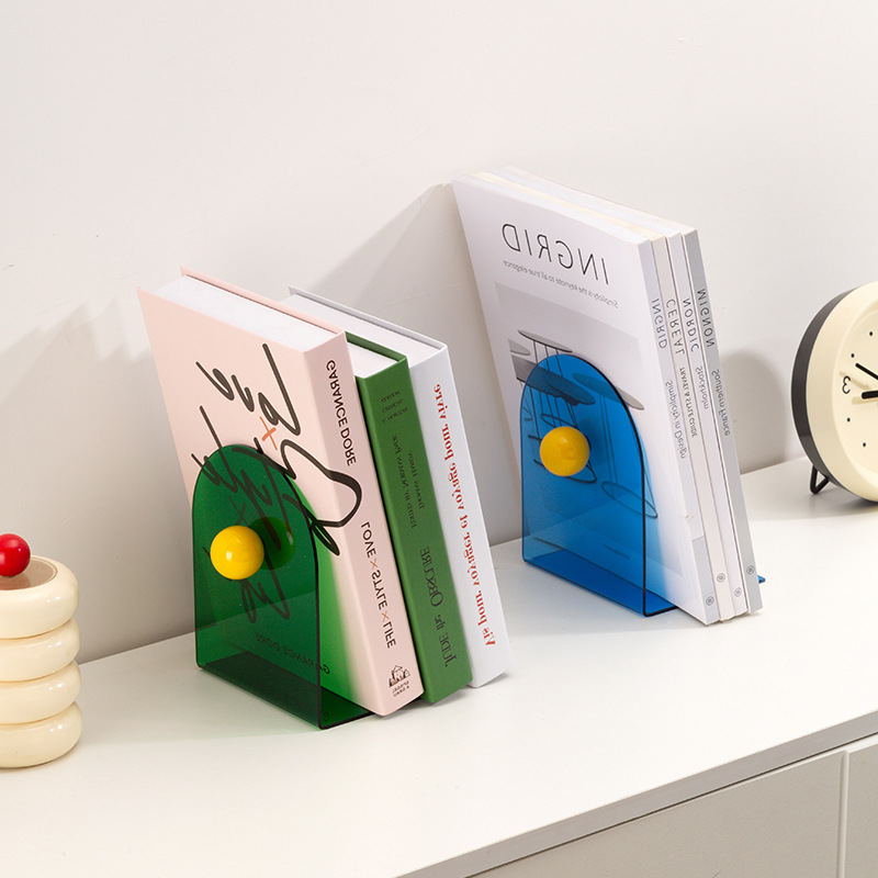 Dopamine Ball Acrylic L-shaped Book Stand Office Study Student Desktop Book Stand Bookend Nordic ins Style