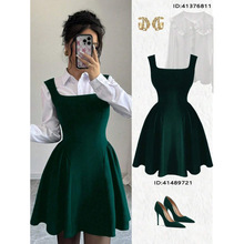 R 37204 Square neck backless dress ����¶������ȹ�羳��