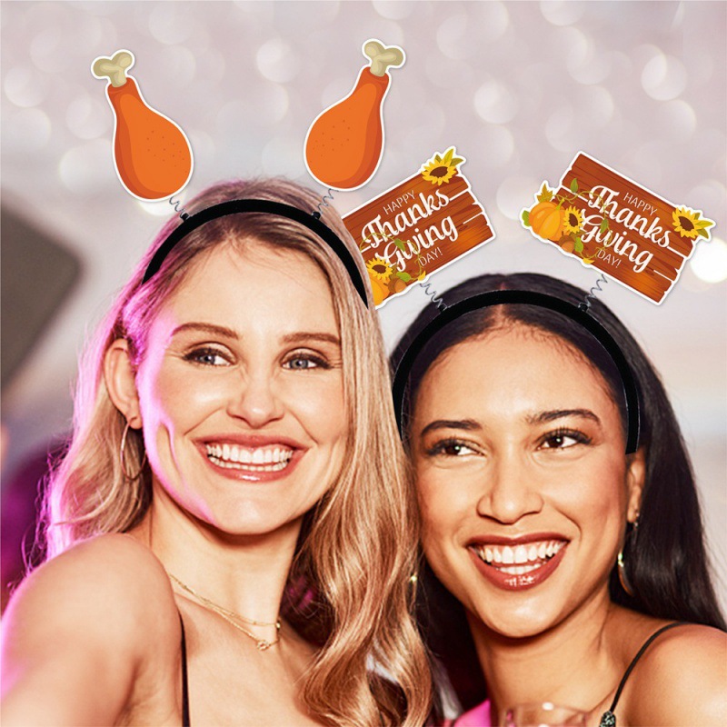 Suministro directo de fábrica de diadema de Acción de Gracias, accesorios para fotos, decoración de otoño de Acción de Gracias, accesorios para el cabello, diadema de calabaza y pavo