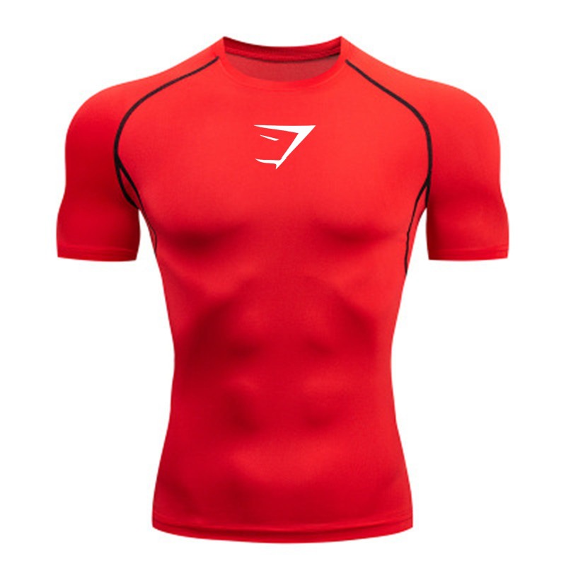 Red white label + short sleeves