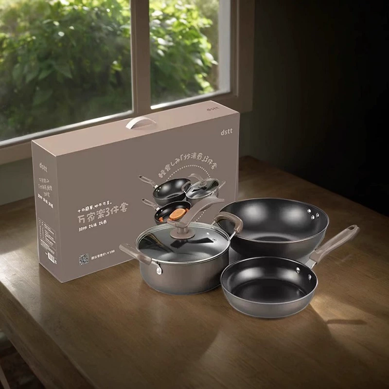 Непригарная сковорода-вок и набор посуды, многочастная сковорода и кастрюля, подарочные варианты