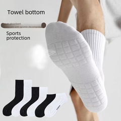 毛巾底襪子男士秋冬吸汗防臭男襪中筒襪加厚長襪運動籃球棉襪批發