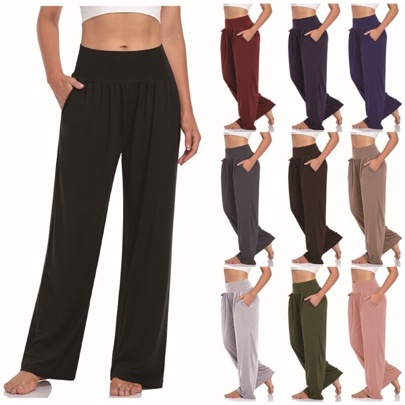 2024 Yoga Running Pants, Cool Solid Color Casual Pants for Women, Popular Summer Style, Lazy Style, Comfortable Wide-Leg Pants