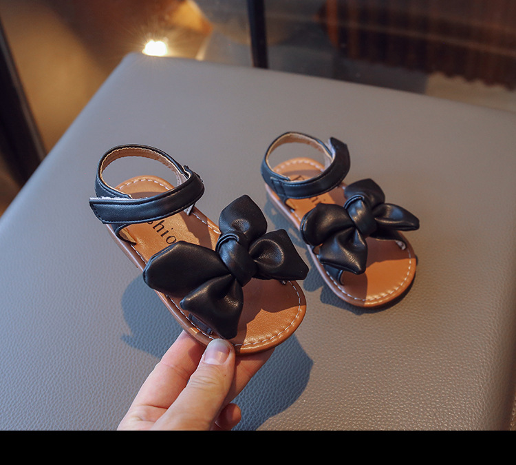 Sandales à semelle souple pour petites filles, édition coréenne, chaussures de plage décontractées avec nœud pour bébé, nouvelle collection été 2024_voghion.com