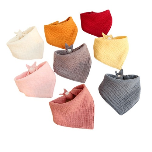 Amazon Plain Four Layers Gauze Triangle Towel Newborn Baby Saliva Towel Baby Meal Bib Maternal and Child Care Products 
