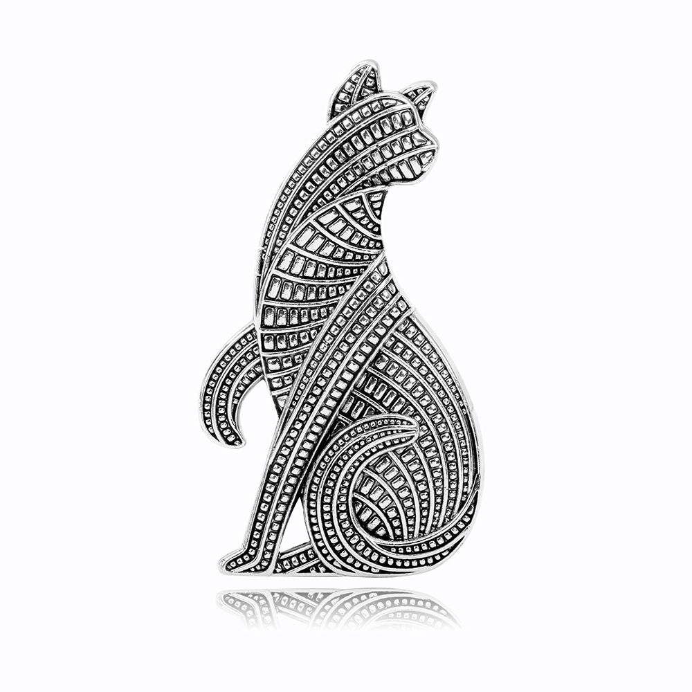 Vintage Style Cat Alloy Plating Inlay Crystal Unisex Brooches display picture 4