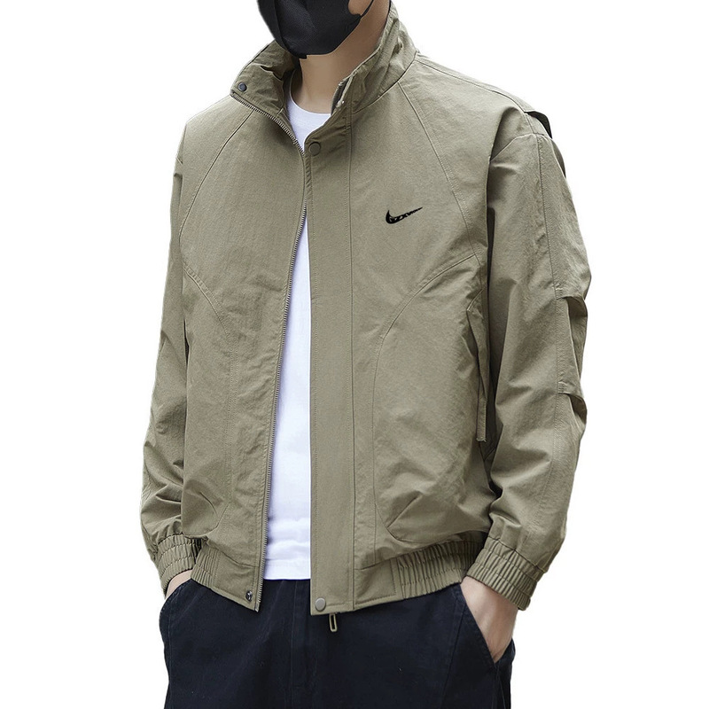 American Retro Stand-Up Collar Jacket for Men, Spring and Autumn Loose-Fitting Versatile Sports Top, Youth Outdoor Workwear Jacket for Men