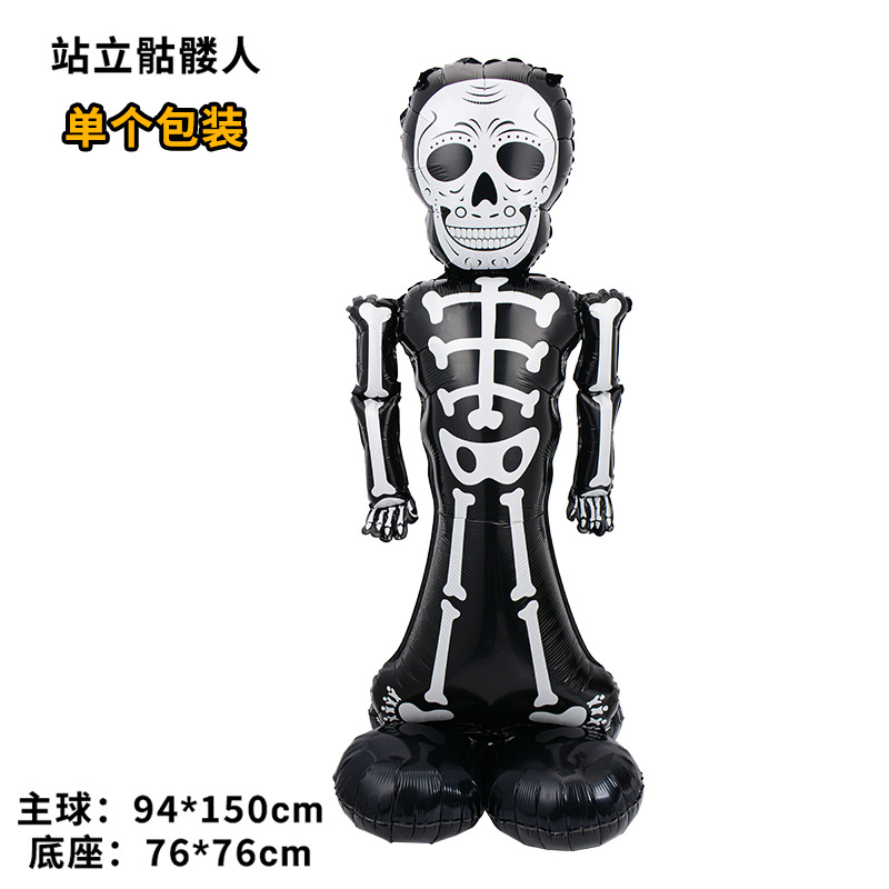 Nuevo globo de Halloween 4D globo tridimensional columna árbol fantasma lápida de bruja puede pararse base globo de película de aluminio