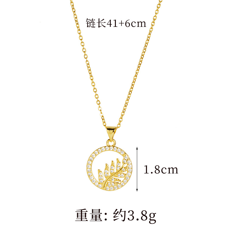 Collar de hojas huecas de diamantes de lujo ligero de oro de arena vietnamita Pendientes Temperamento de alta calidad Cobre chapado en oro Joyas que no se desvanece durante mucho tiempo