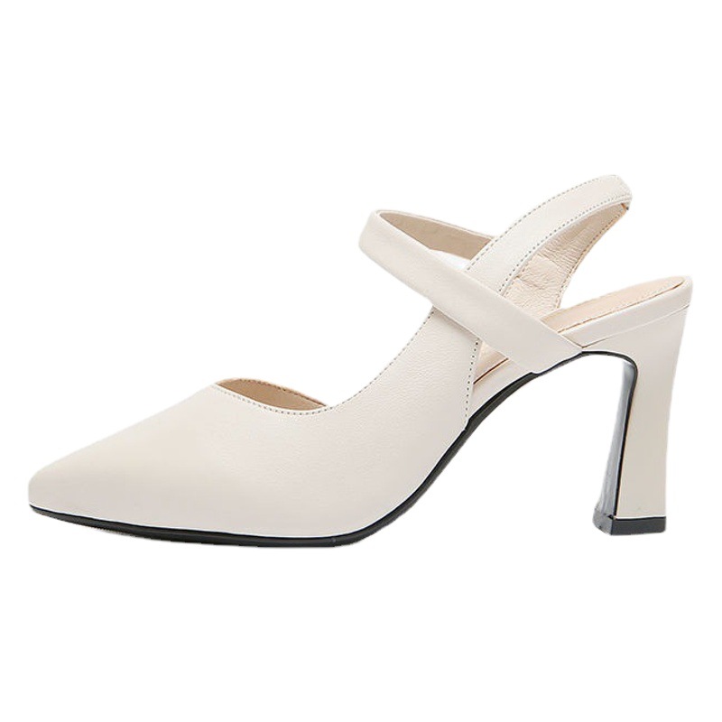 Moda de una sola capa Zapatos sandalias de las mujeres del verano 2023 nueva primavera tacón grueso Mediados de talón suave bolsa de cuero dedo del pie zapatos de las mujeres de moda tacones altos