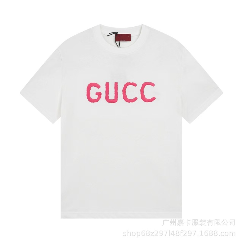 クロスボーダーハイエンドGファミリーTシャツラウンドネックフロントロゴ柄シリーズカジュアル男女同型半袖Tシャツ|undefined