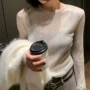 千娇百媚圆领长袖银丝上衣