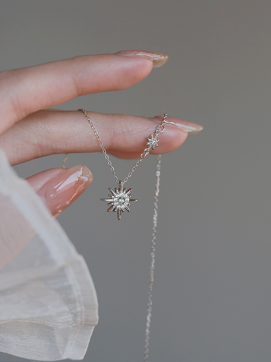 Simple Style Korean Style Star Sterling Silver Zircon Pendant Necklace In Bulk display picture 1