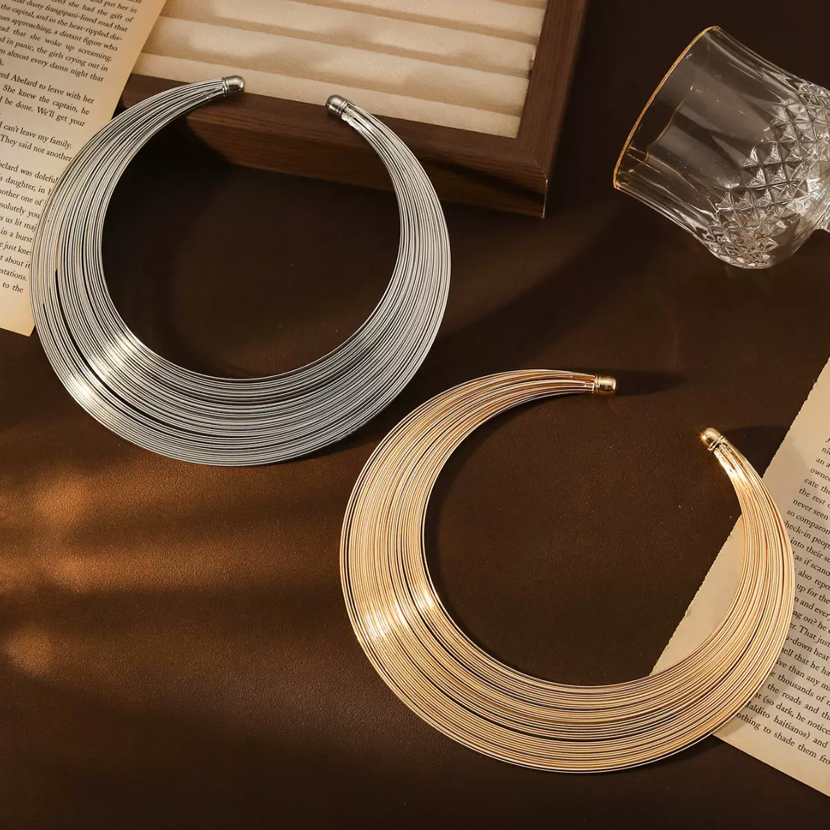 欧美跨境非洲风情项圈朋克金属颈圈多层开口素圈chocker项链饰品