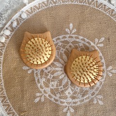 Cross-border supply beech wood cartoon cute cat air cushion comb massage hair smoothing mini portable anti-static solid wood comb