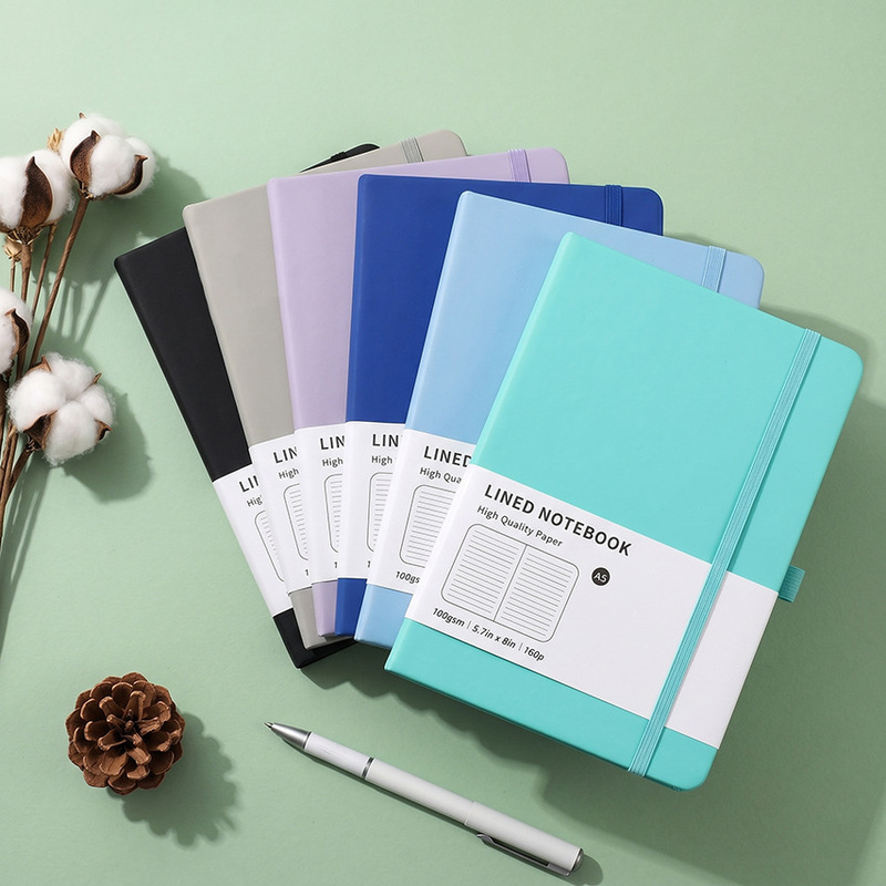 Cross-border foreign trade business a5 leather strap notebook custom gift box suit A6 simple notebook high value