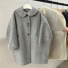 韩国童装女童秋装外套2024新款儿童洋气高级感灰色中长款毛呢大衣
