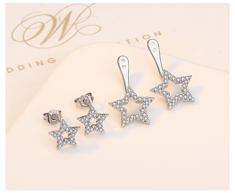 Copper Material Lady Star Copper Plating Inlay Zircon Ear Studs 1 Pair