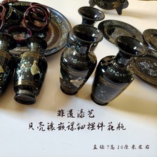 非遗漆艺螺钿迷你花瓶贝壳镶嵌富贵孔雀家居装饰茶器摆件收藏礼品