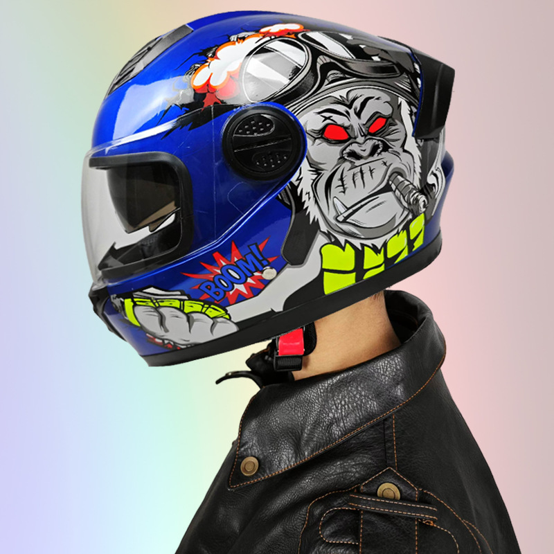 Cross-Border Foreign Trade Zxc Dual-Lens Electric Scooter Full-Face Helmet for Men and Women, Suitable for All Seasons, Safety Helmet [with Delivery of Neck Gaiter]