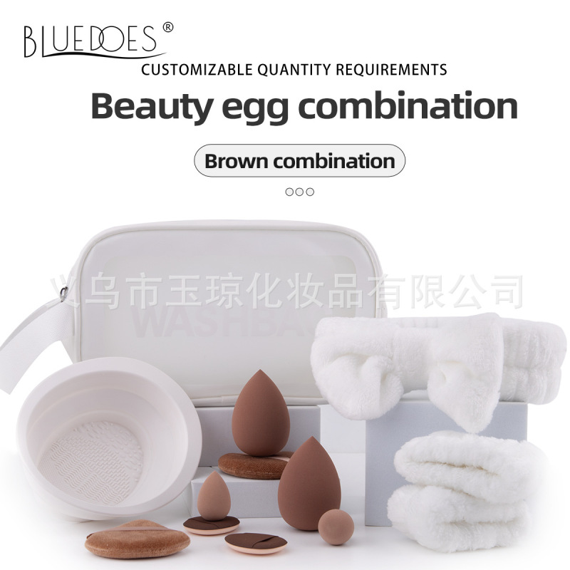 跨境化妆刷52件套大组合套装香槟色刷子美妆蛋粉扑化妆包发带批发|undefined