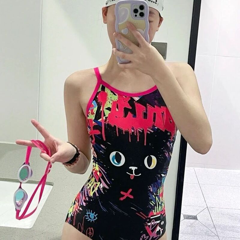 泳衣泳衣2025新款修身显瘦连体三角女士专业竞速保守泳装游泳衣|undefined