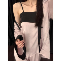 新中式提花冰丝吊带睡衣女秋季新款设计感纯欲开衫长裤家居服套装