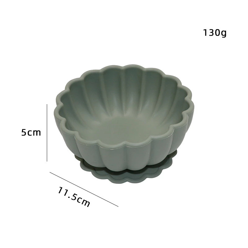 Cuenco de suplemento alimenticio de silicona cuenco de calabaza cuchara de silicona redondo para niños vajilla de entrenamiento de alimentación resistente a las caídas cuenco de silicona para niños