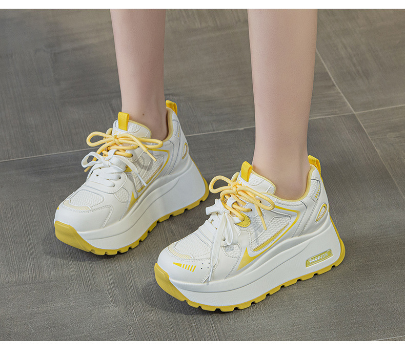 Giày sneaker nữ đế dày tăng chiều cao phong cách cổ điển — Xám 5032, Vàng 5032 chi tiết 19