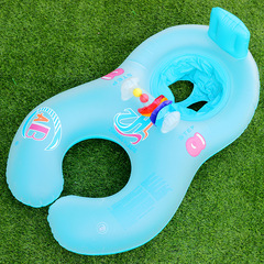 ABC母子圈雙人互動親子坐圈兒童遮陽船寶寶座圈鈴鐺戶外充氣遊艇