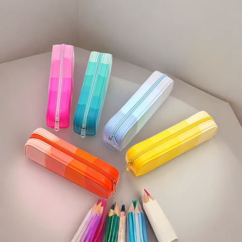 Piano Accordion Rainbow Zipper New Receipt Multi-layer Macaron Pen Bag High School Simple School Supplies Student Portable