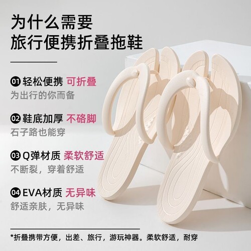 Folding travel slippers for women, portable summer swimming, business trips, beach, human character slippers for men, women's hotel slippers