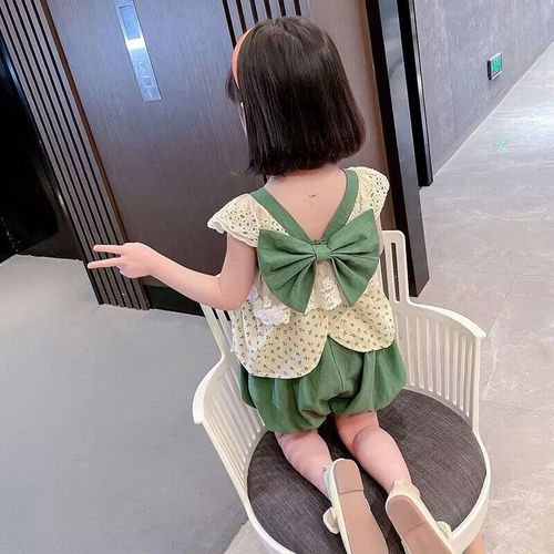 Ladies' Summer Set Stylish and Trendy Children's Clothing Baby Girl Summer Floral Short Sleeve Two-Piece Set Fashion