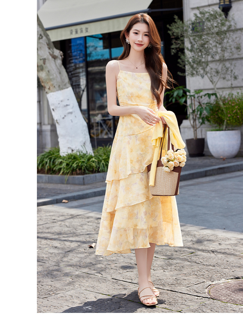 Bộ váy liền áo khoác len dệt kim ôm sát phối dây mảnh thanh lịch — xanh lam, màu tím, Màu hồng, màu vàng chi tiết 10